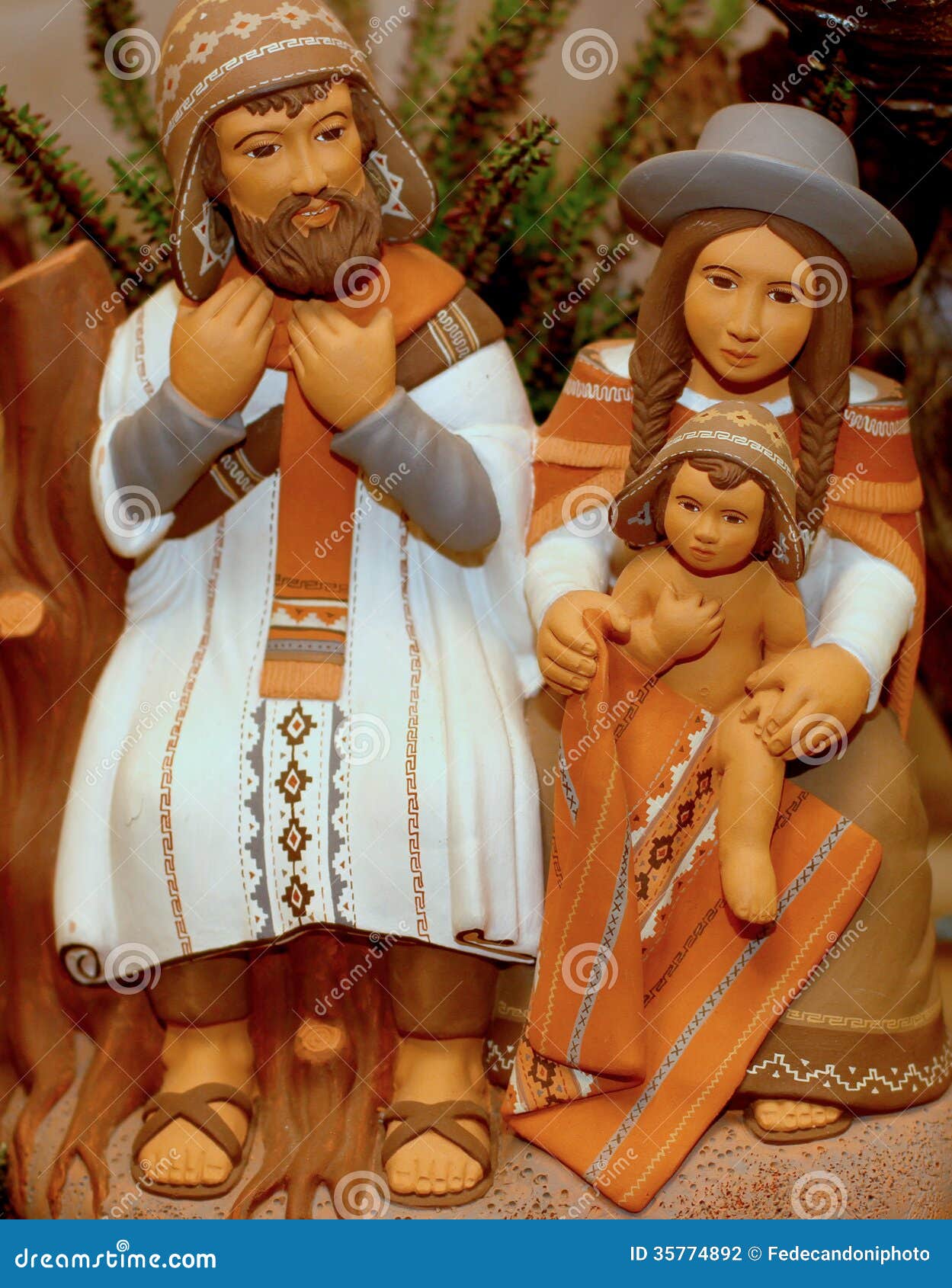 Nativity Scene with Holy Family in South American Version 7 Stock Photo