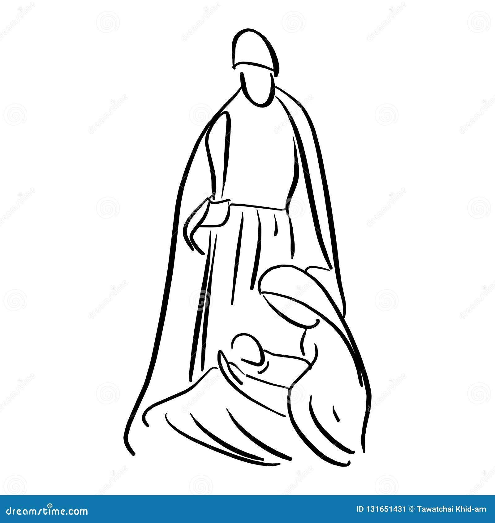 Nativity Scene With Holy Family Vector Illustration Sketch Doodle Hand