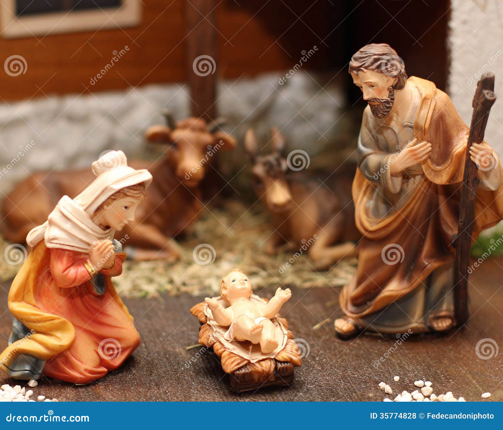 Nativity Scene with Jesus, Joseph and Mary 6 Stock Photo Image of