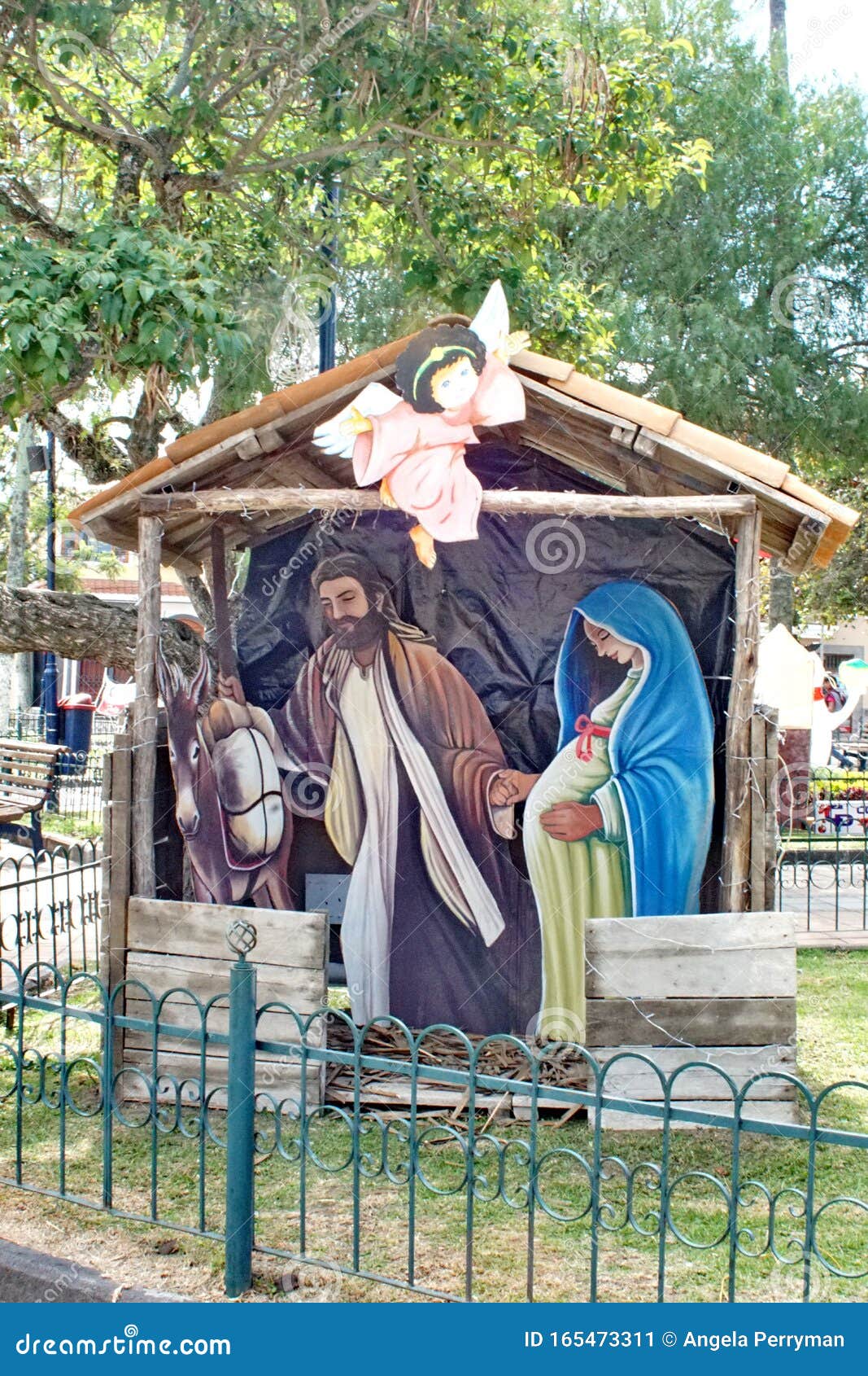 Nativity scene in the park editorial photo. Image of south 165473311