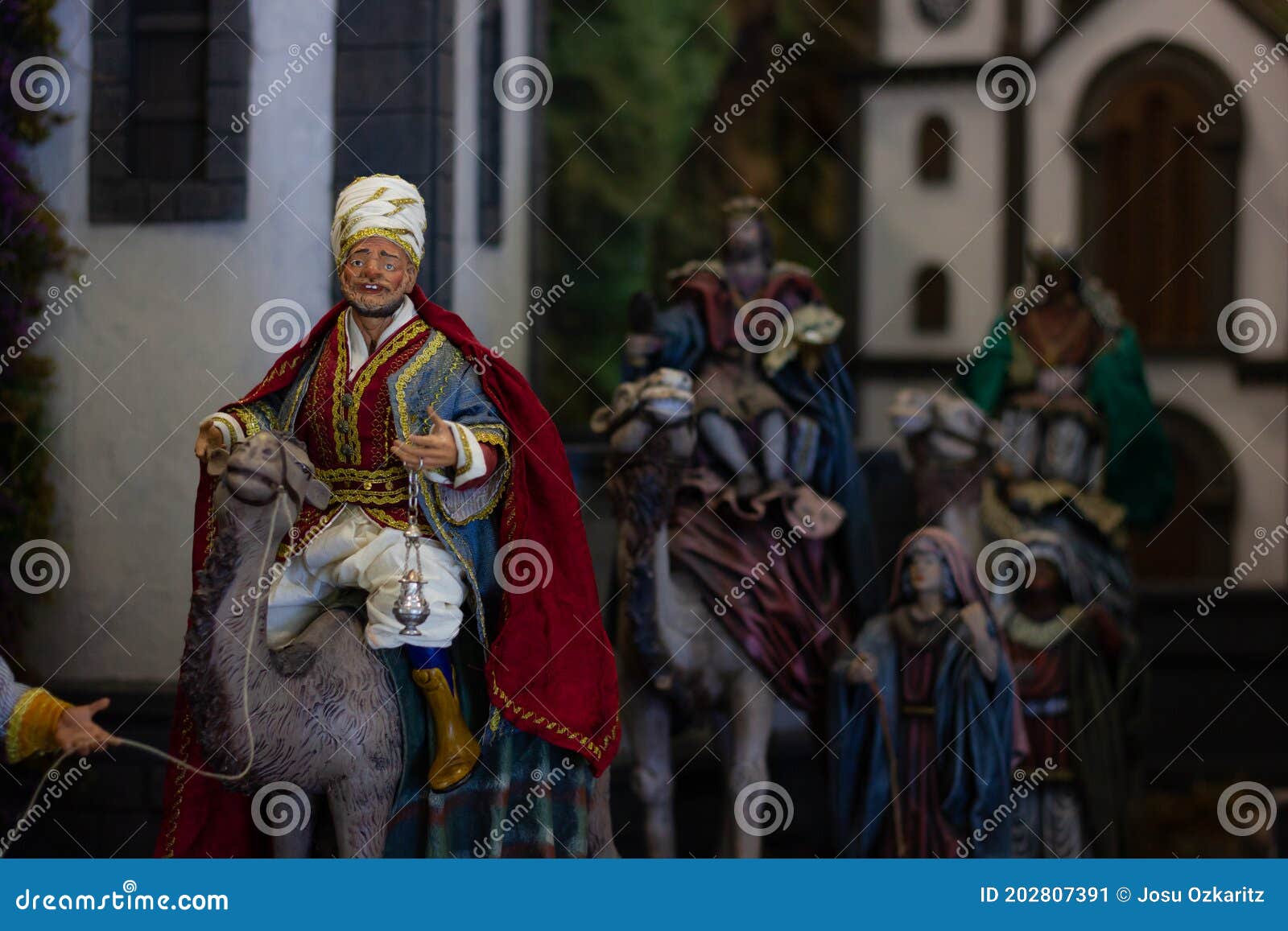 nativity scene of three wise men on camels