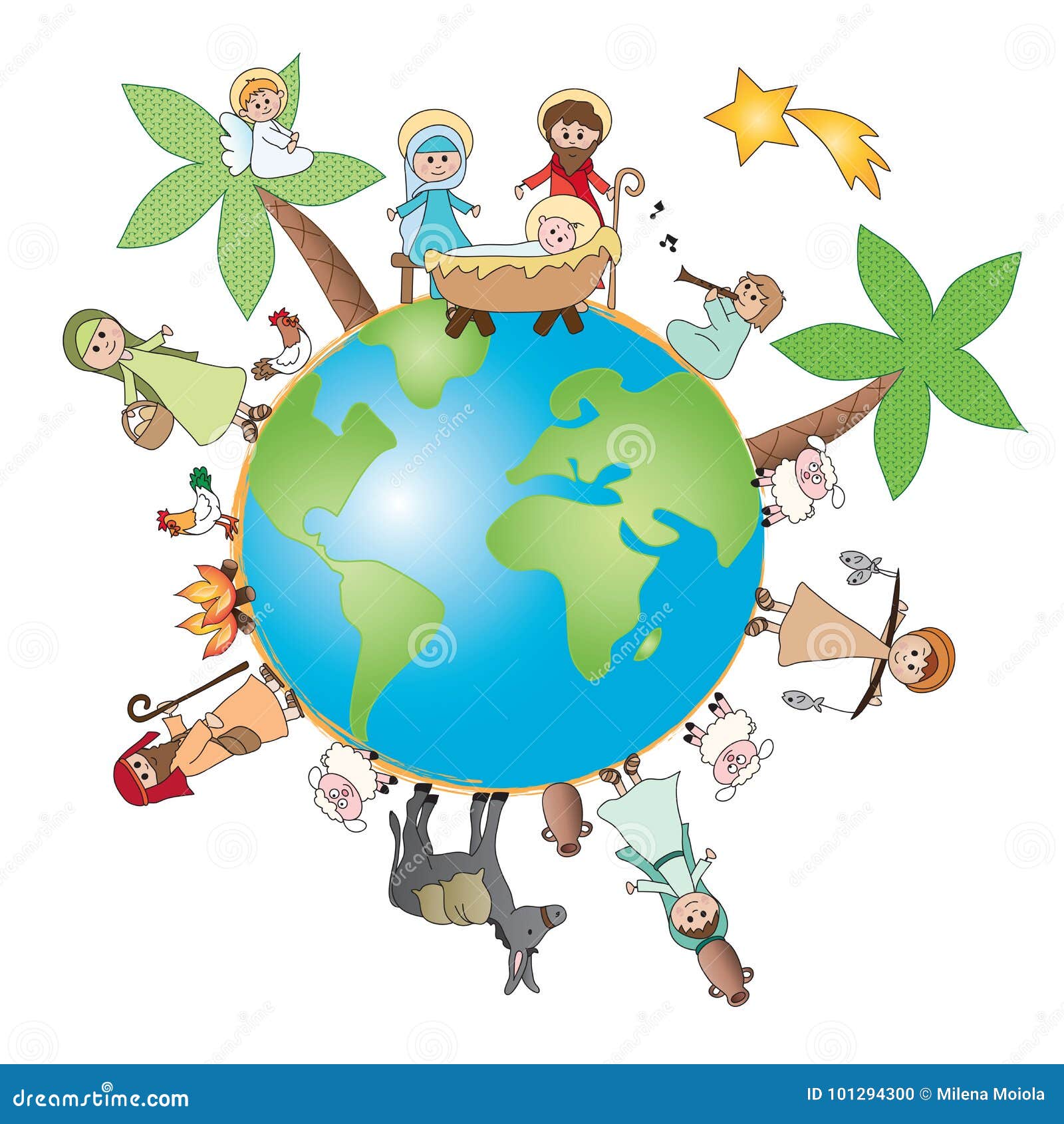 Joy To The World Nativity Scene Stock Photography