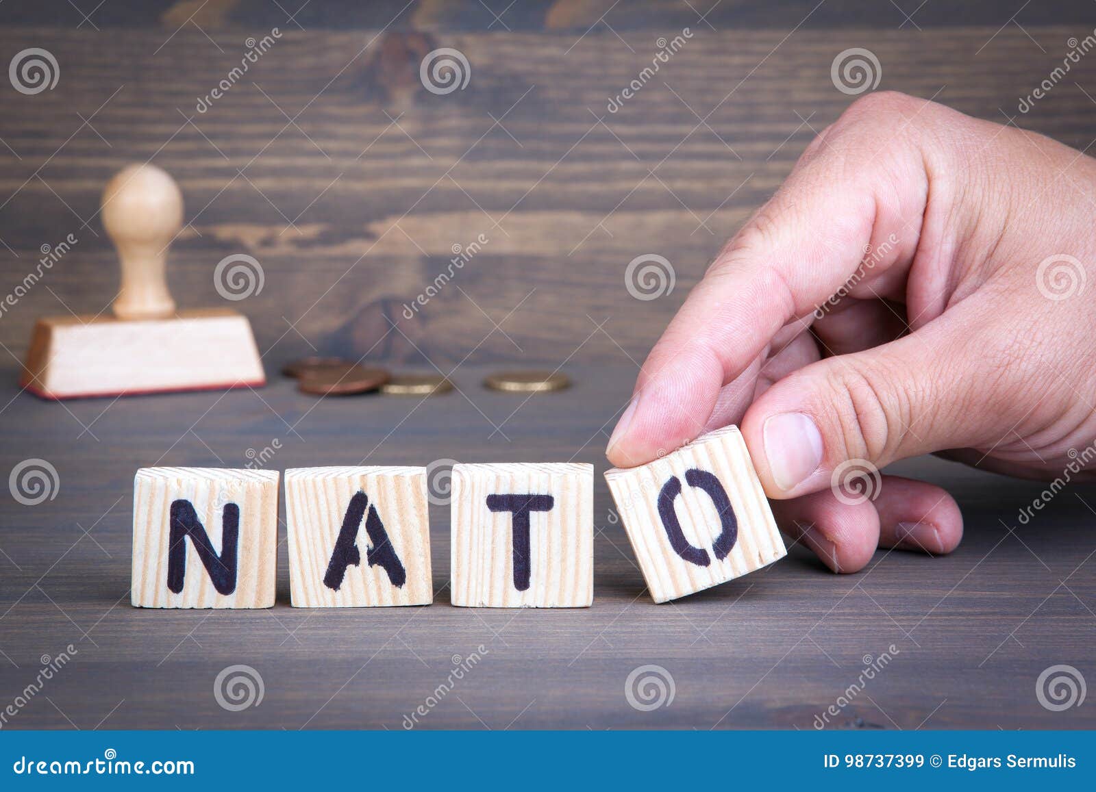 nato from wooden letters on wooden background