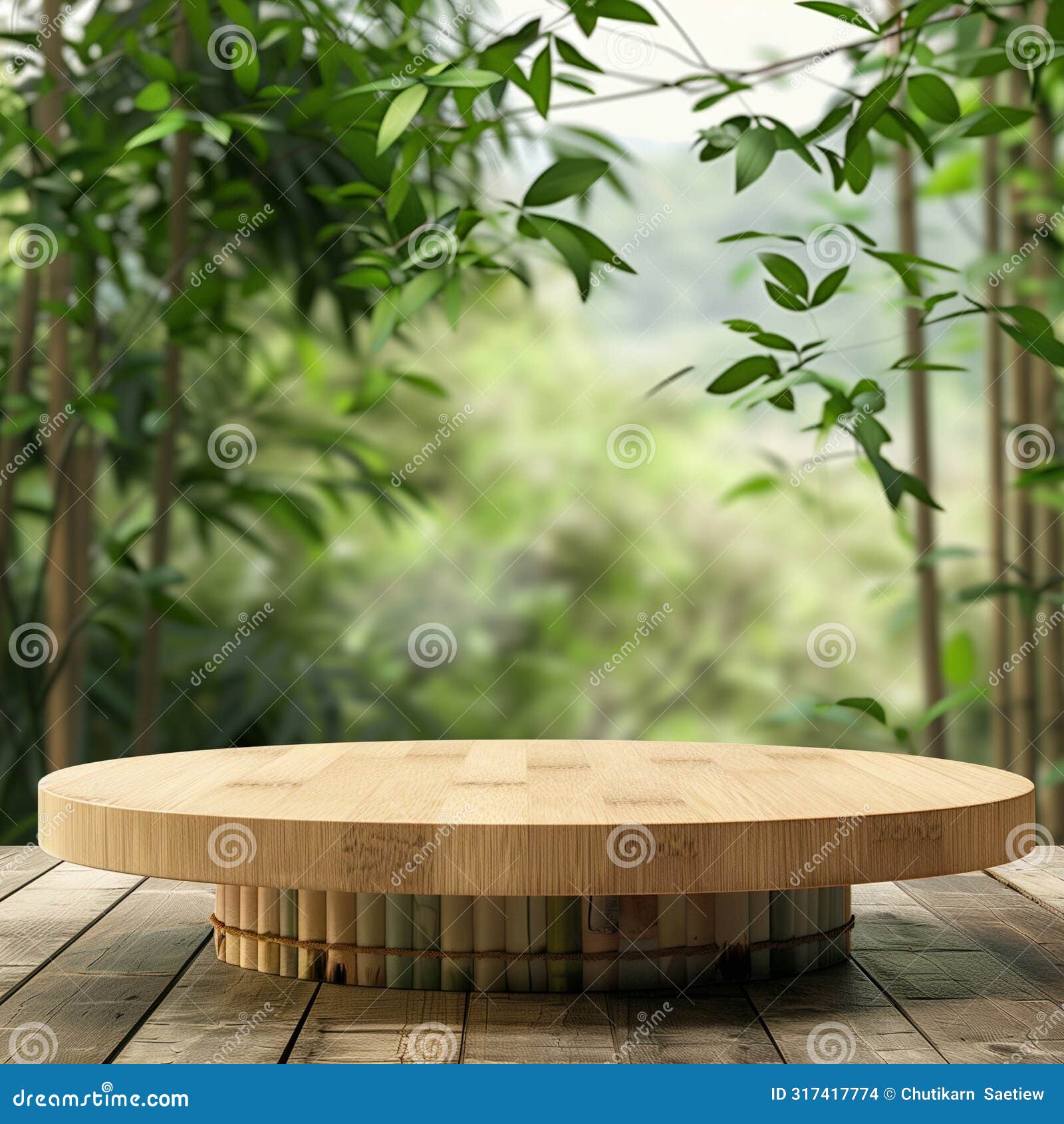 natural bamboo podium background , aigenerated