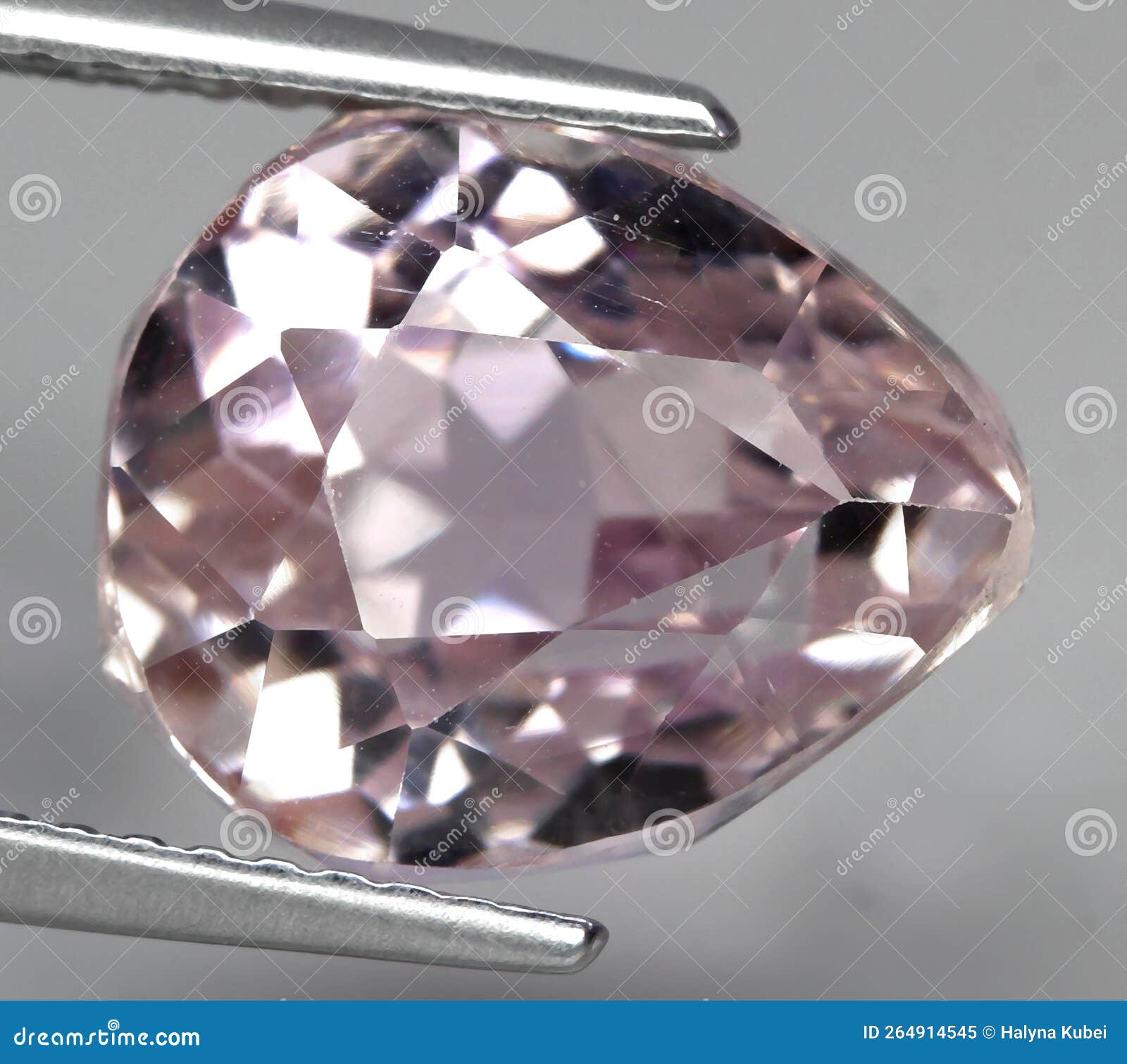 Natural Beautiful Gemstone Kunzite on Gray Background Stock Image Image of shiny, geological