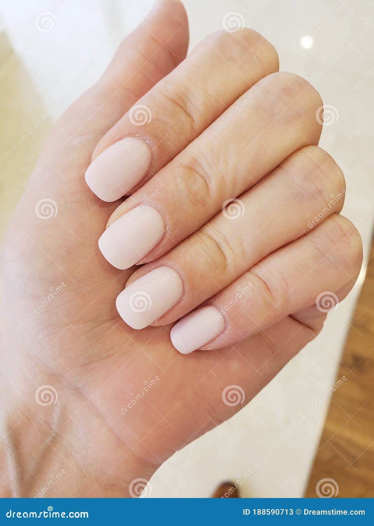Natural Beautiful Short Nails Pink Nude Stock Image - Image of short, nail:  188590713