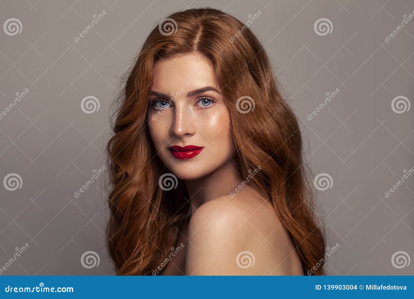 natural beauty. redhead european girl with red hair and