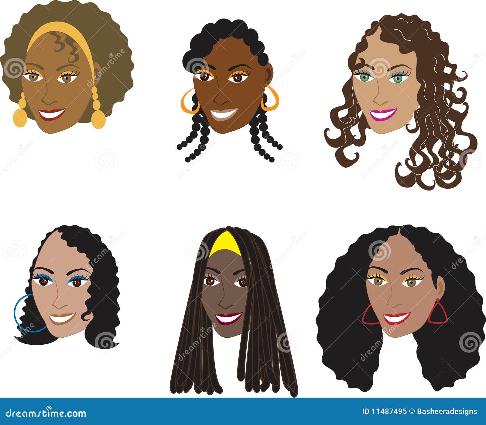 Natural Black Hairstyles 1 stock vector. Illustration of faces - 11487495