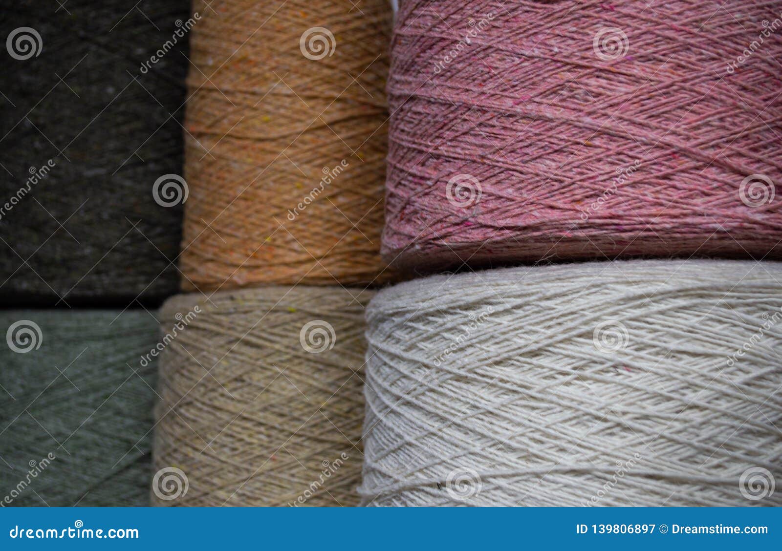 Natural Bobbin Yarn on the Shelves, Knitting Yarn. Stock Image Image