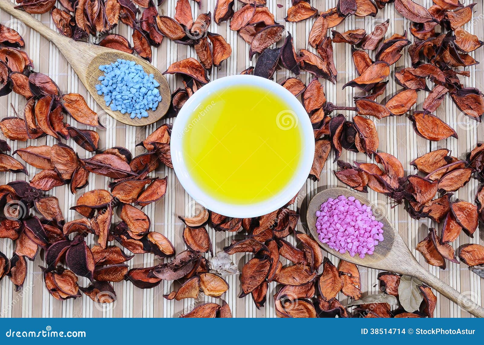 Natural Body Oil and Bath Salts. Stock Photo Image of therapy