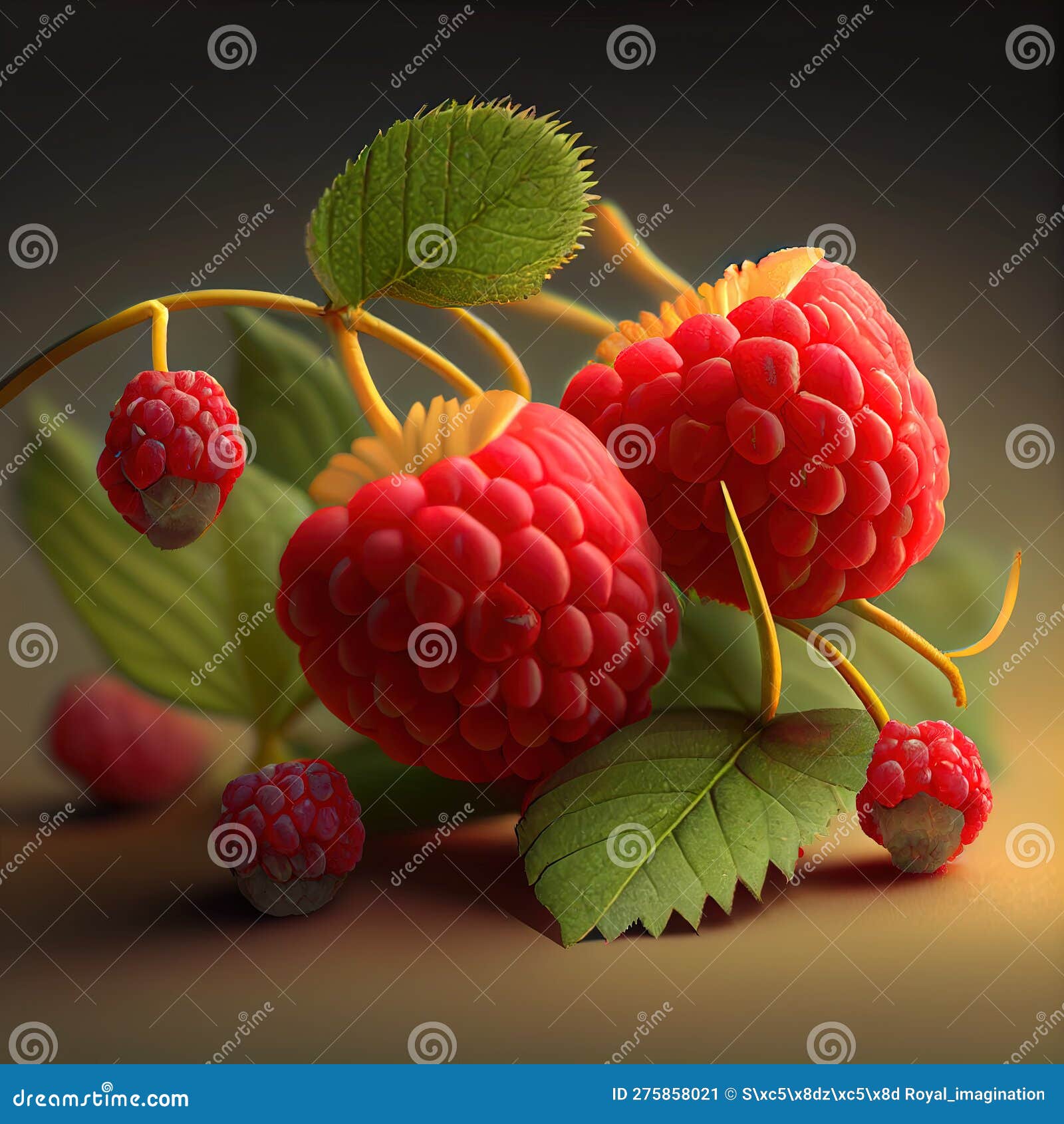 natural branch of fresh ripe red raspberries ready to collect - generated artificial intelligence - ai