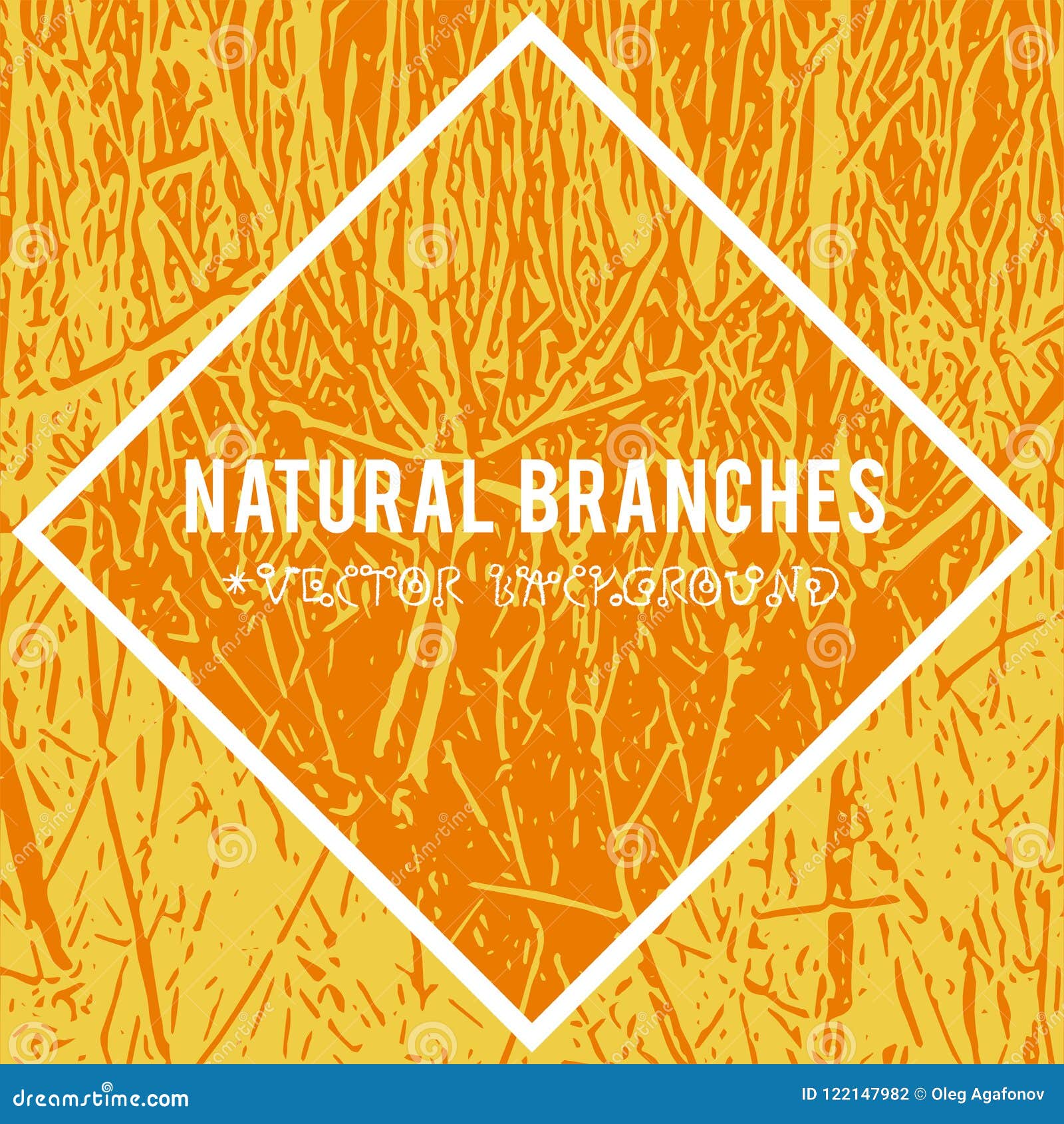 Natural Branches Vector Textured Background and Eco Grunge Items for