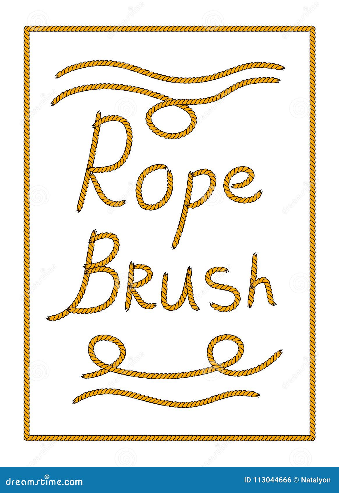 Natural Brown Tangled Twine Rope Illustrator Brush, Vector Stock Vector