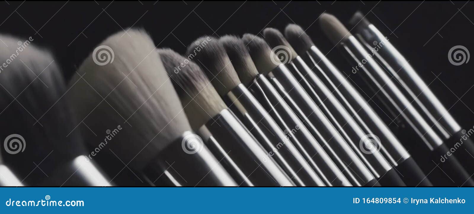 Natural Brush for Makeup Black Silver Fur Cosmetic Stuff Stock Photo