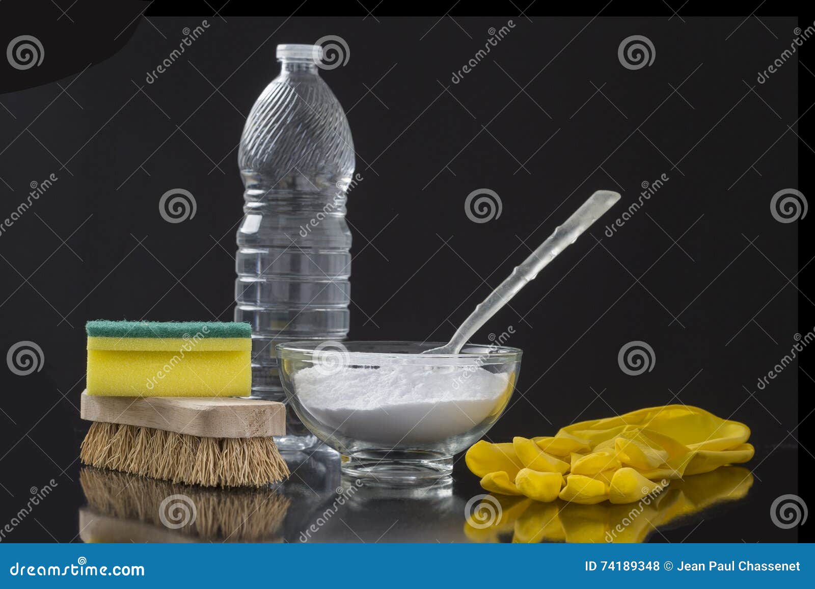 Natural Cleaning Products, Including Sodium Bicarbonate, Invert Jar, Baking Soda, Lemon, Vinegar