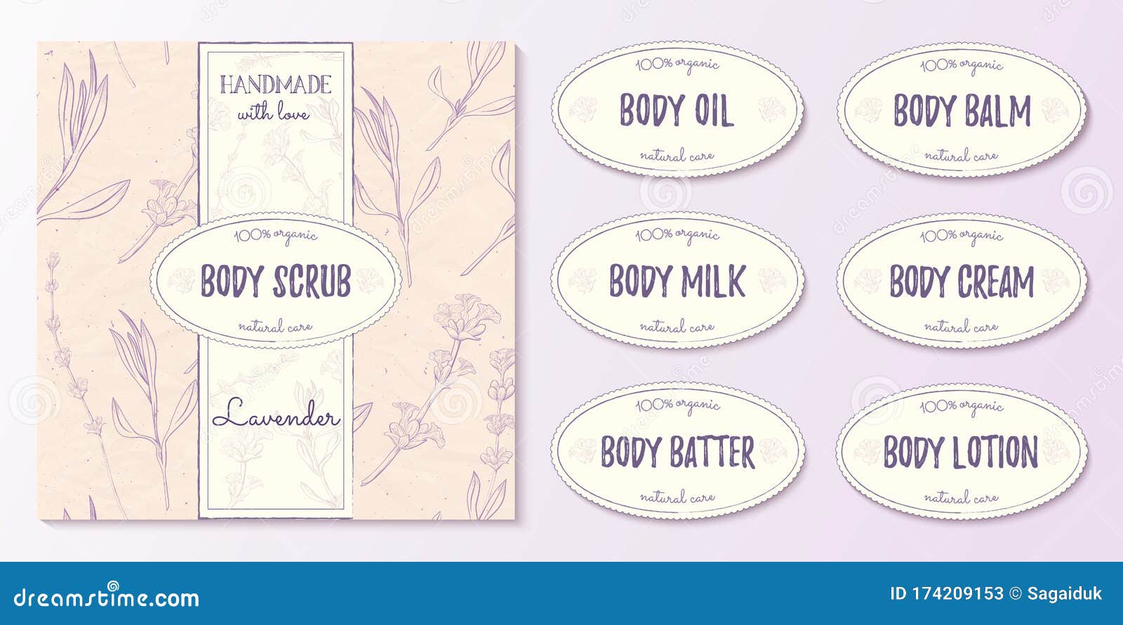 Download Natural Cosmetics Design Kit With Seamless Pattern And ...