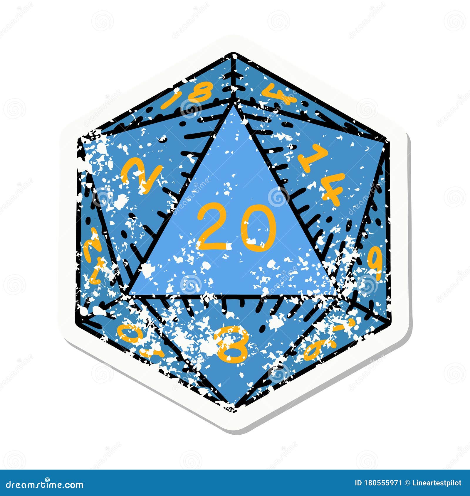 Natural 20 D20 Dice Roll Grunge Sticker Stock Vector Illustration of