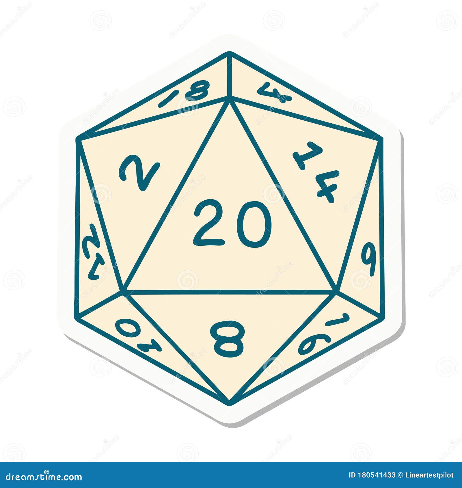 Natural 20 D20 Dice Roll Sticker Stock Vector Illustration of natural