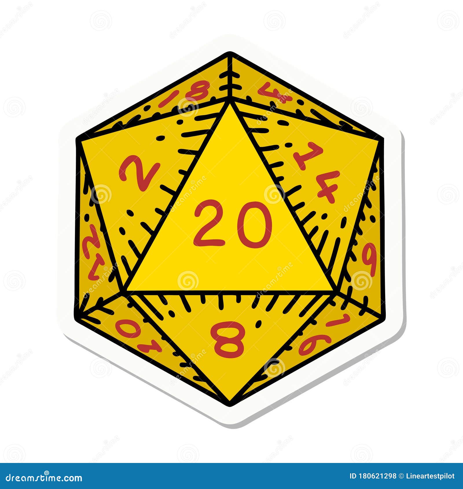 Natural 20 D20 Dice Roll Sticker Stock Vector Illustration of