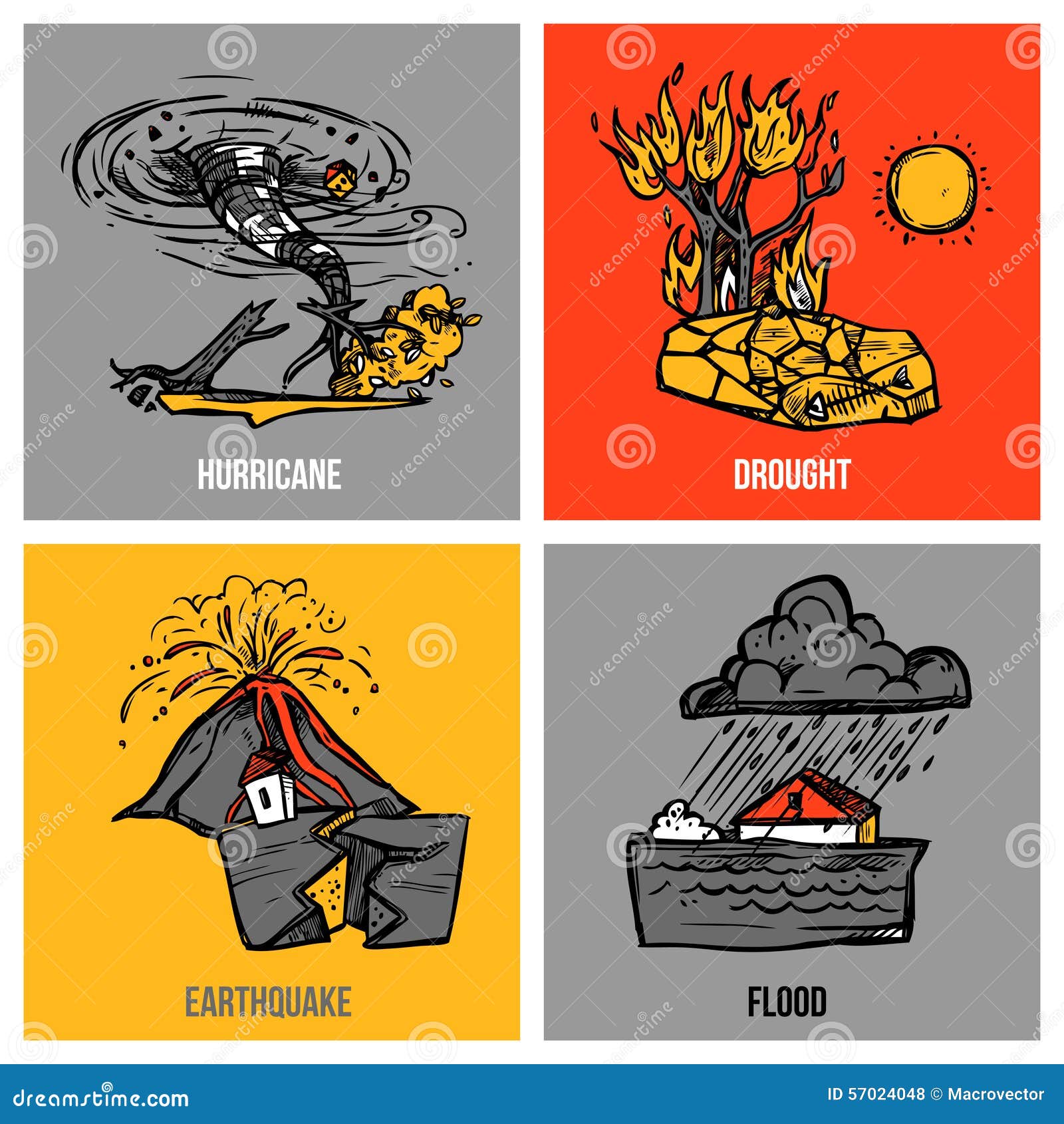 Set Of Doodle Sketch Natural Disasters Stock Illustration  Download Image  Now  Drawing  Activity Drought Doodle  iStock