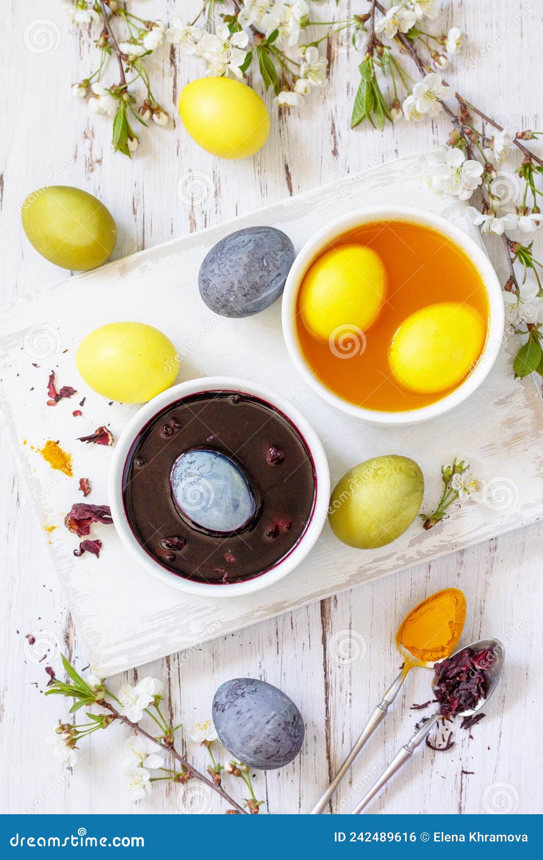 Natural Dye for Easter Eggs, Celebration Easter. Homemade Colored