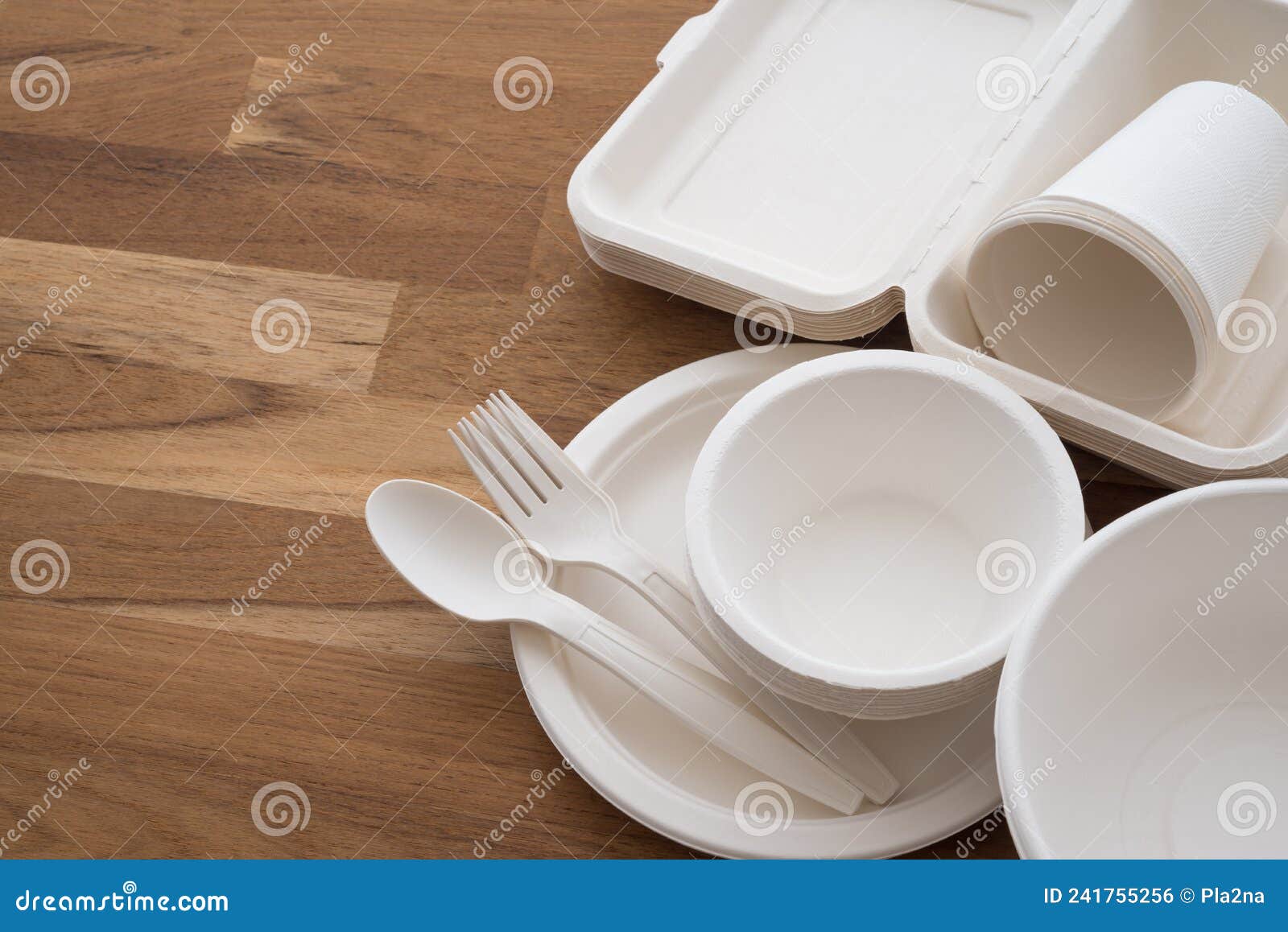 Natural Ecofriendly Disposable Utensils Fork, Spoon, Dish Plate, Bowl