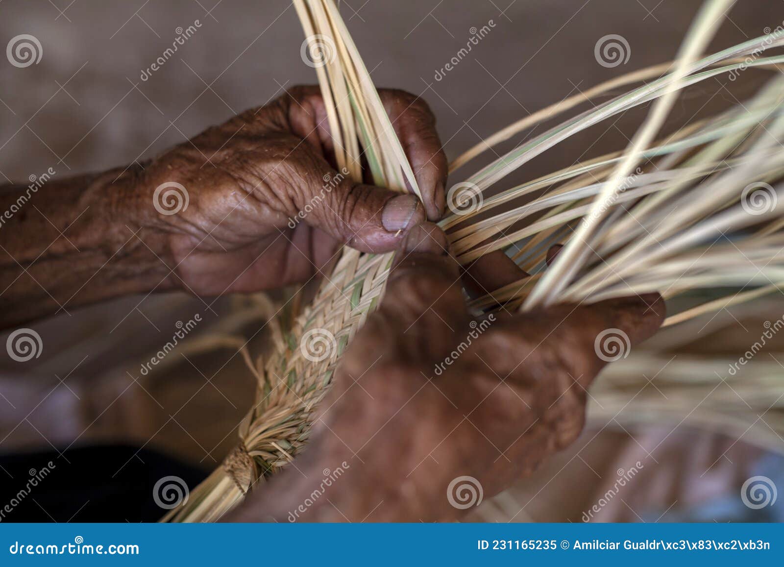 Palm Leaf Weaving by an Elderly Woman Stock Image - Image of ...
