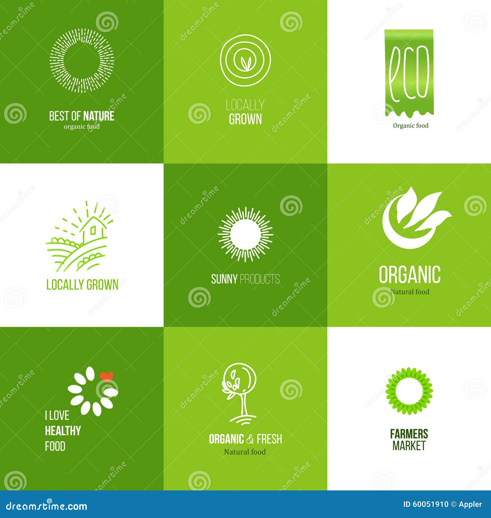 Natural food logo set stock vector. Illustration of element - 60051910
