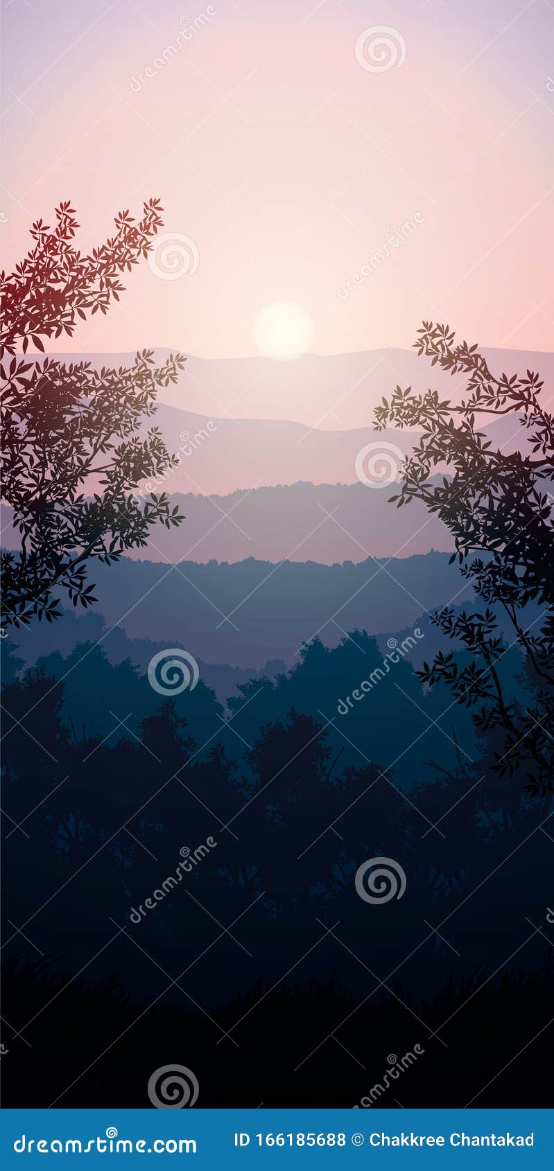 Natural Forest Jungle Green Horizon Trees Landscape Wallpaper Sunrise and  Sunset Illustration Vector Style Colorful View Backgrou Stock Vector -  Illustration of misty, beautiful: 166185688