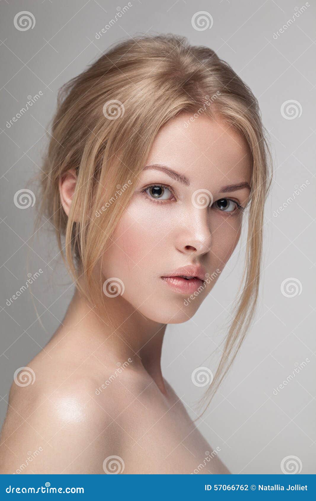 Natural Fresh Pure Beauty Portrait Closeup Of A Young Attractive Model