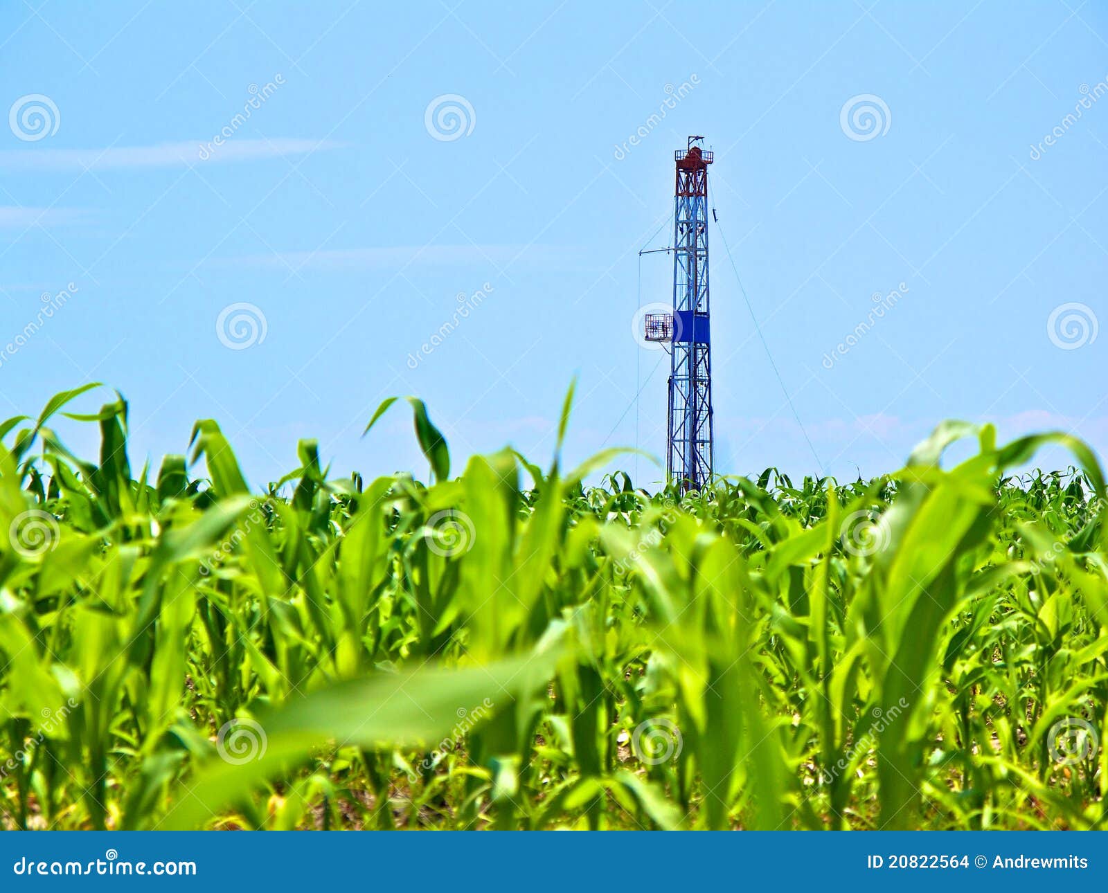 natural gas fracking drill in cornfield