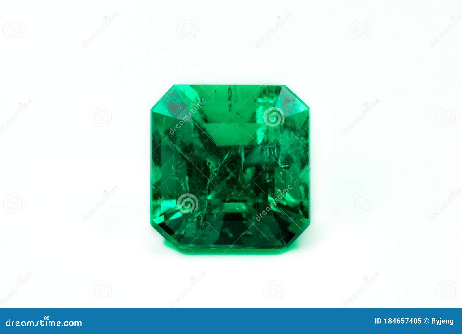 natural green emerald sapphire precious gemstone  on white background
