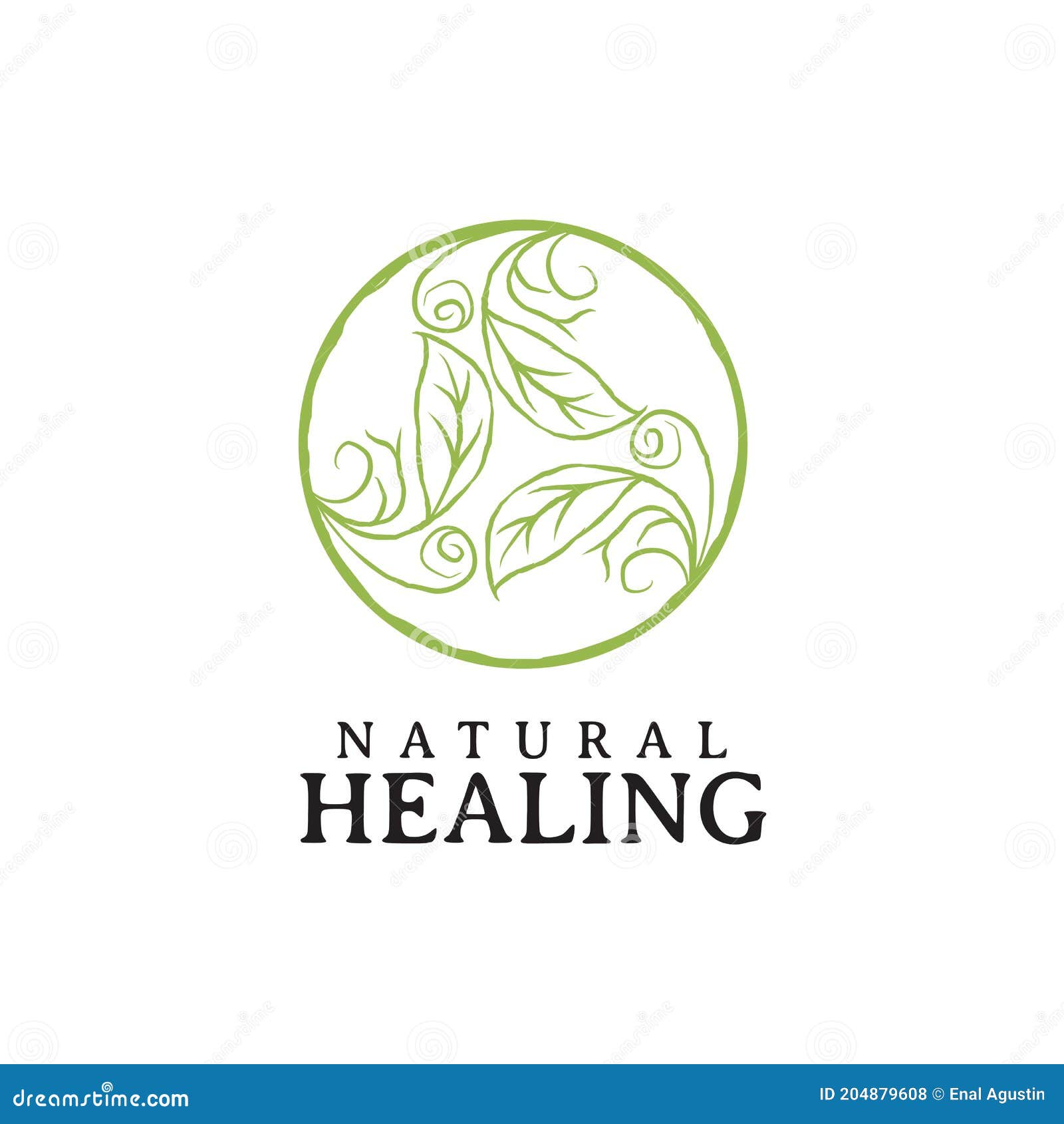 Natural Healing Clinic with Using Circle Leaf Design Template Stock ...