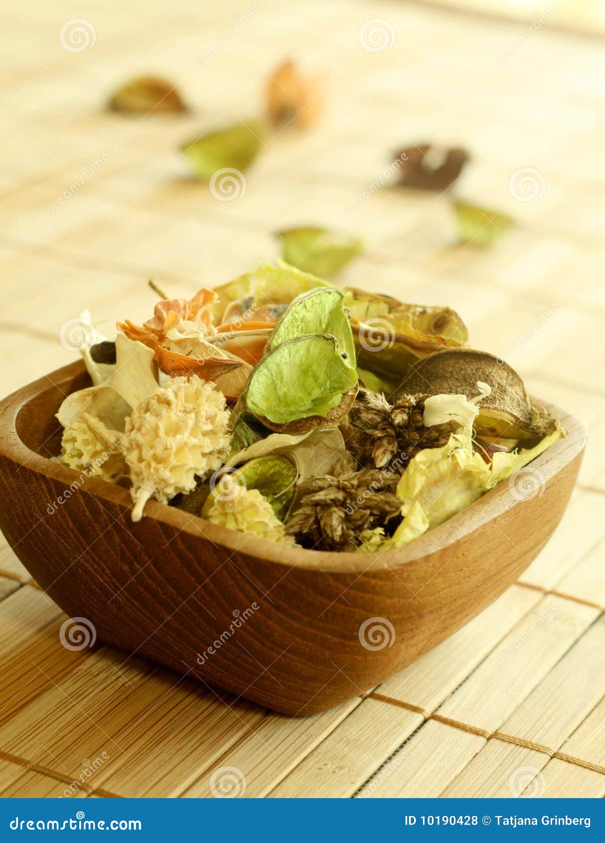 Natural Herbal Ingredient in Wooden Bowl Stock Photo Image of dried