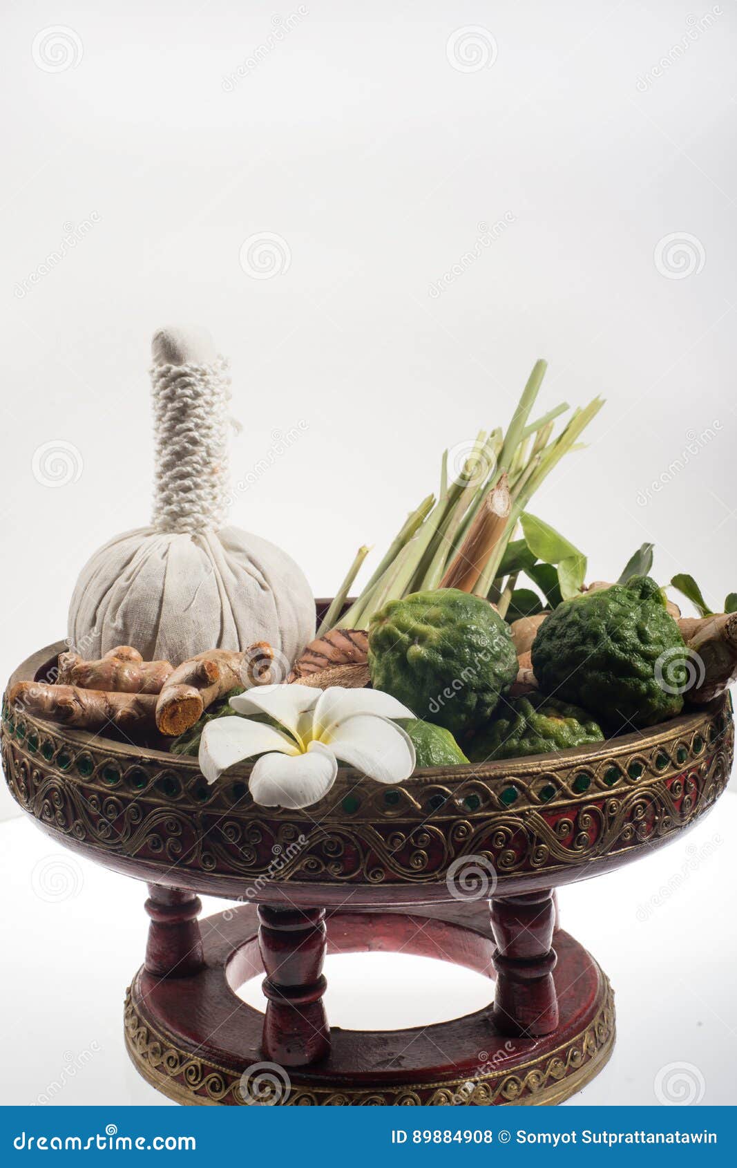 Natural herbs massage ball stock photo. Image of tableware 89884908