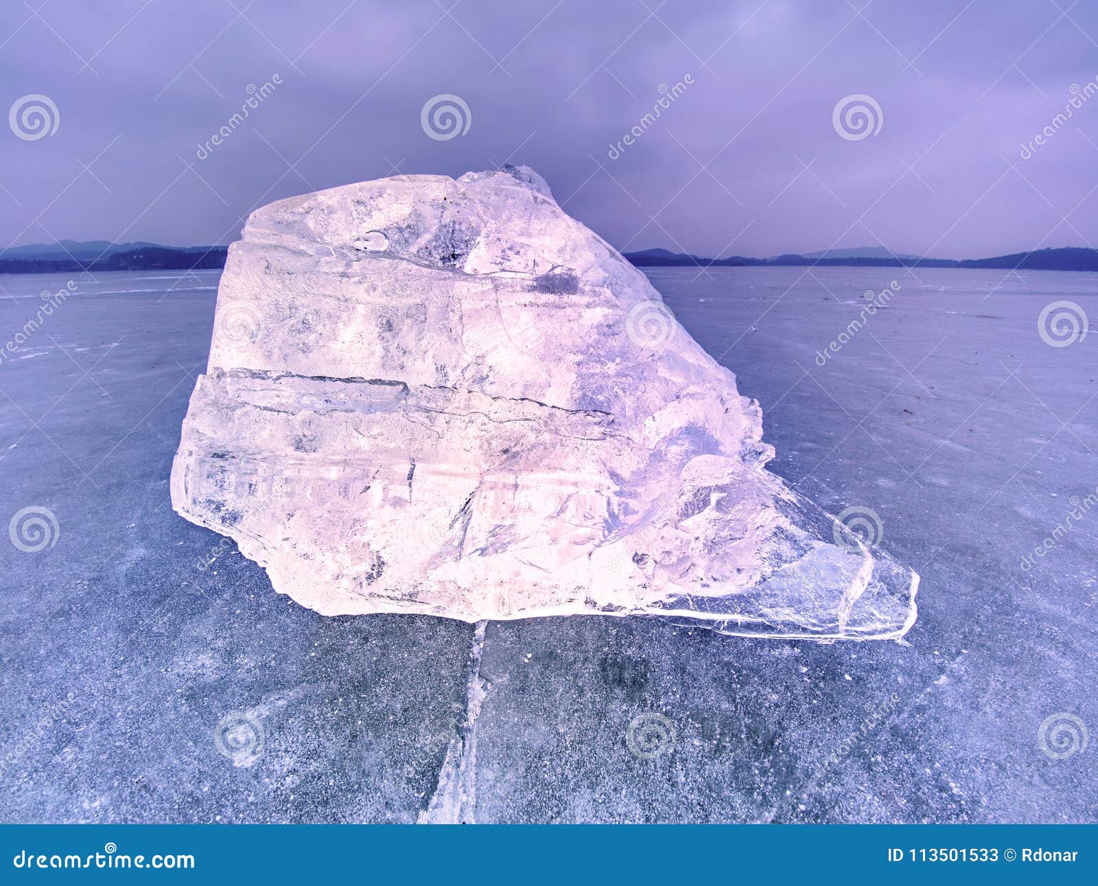 Natural Ice Blocks. Ice Floe Break Due To Wind Against the Shore and ...