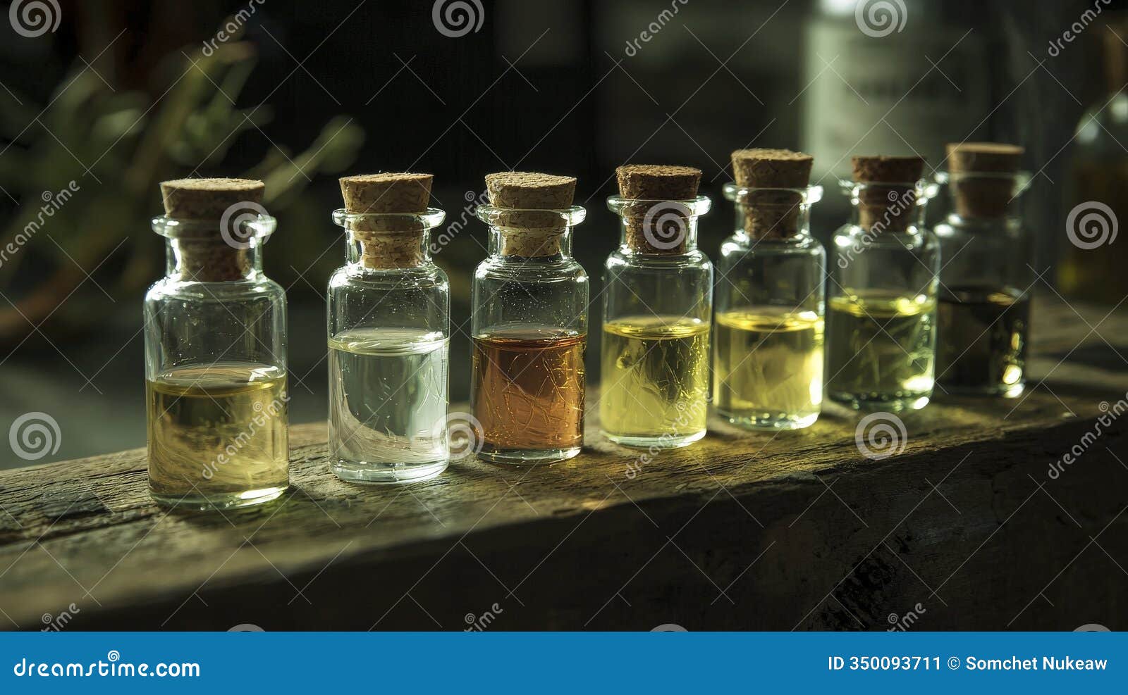 natural insect repellent oils home workshop product photography rustic setting close-up view eco-friendly concept