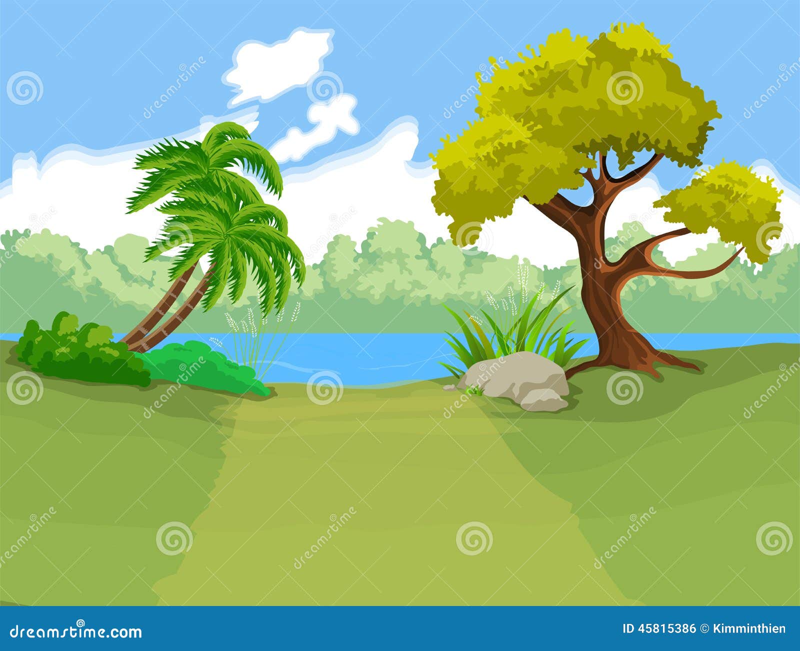 The Natural Landscape Cartoon Background Illustration 45815386 - Megapixl