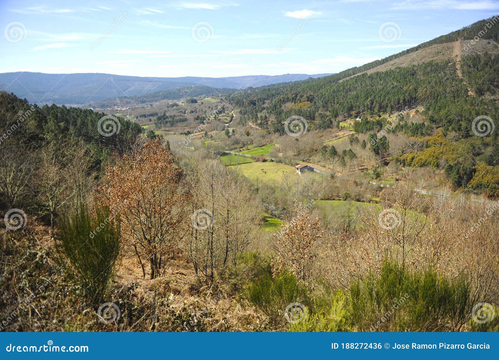 natural landscape of the mountains on the camino de santiago near laza, spain
