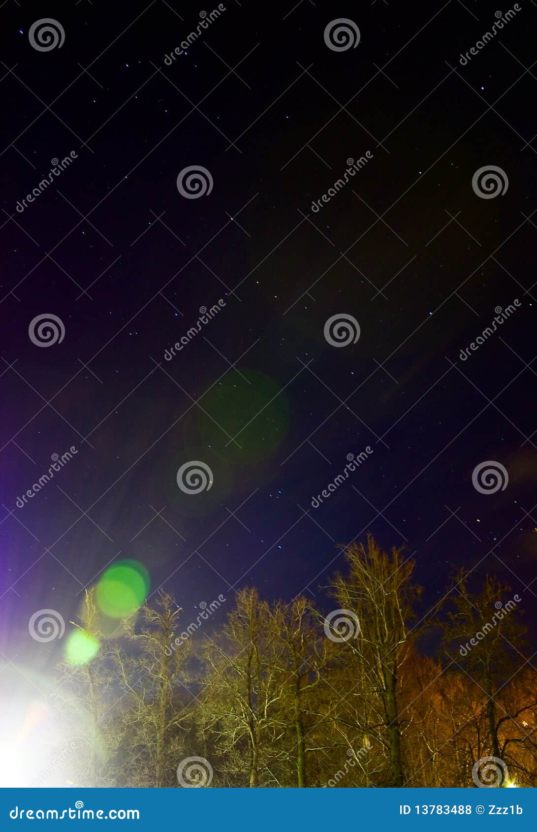 Natural Lens Flares at Night Sky Stock Photo Image of cloud, trees