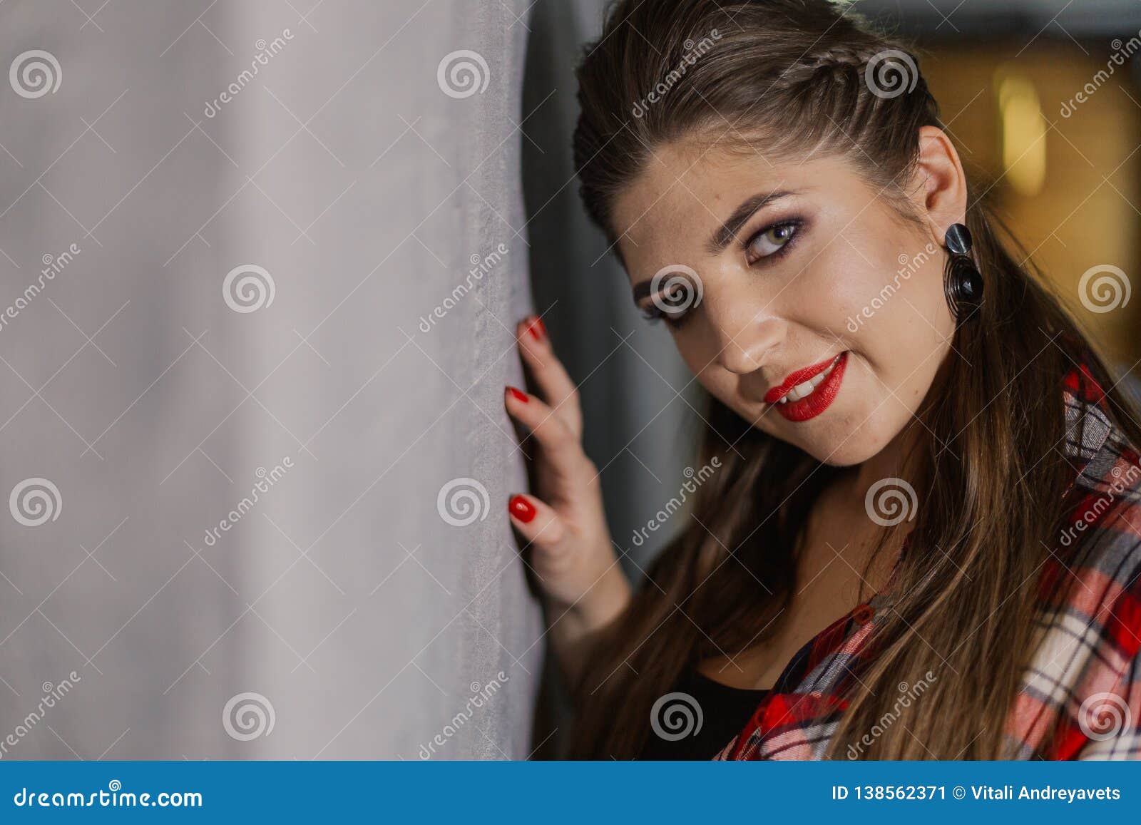 Natural Light Indoor Portrait Of Young Pretty Girl With Long