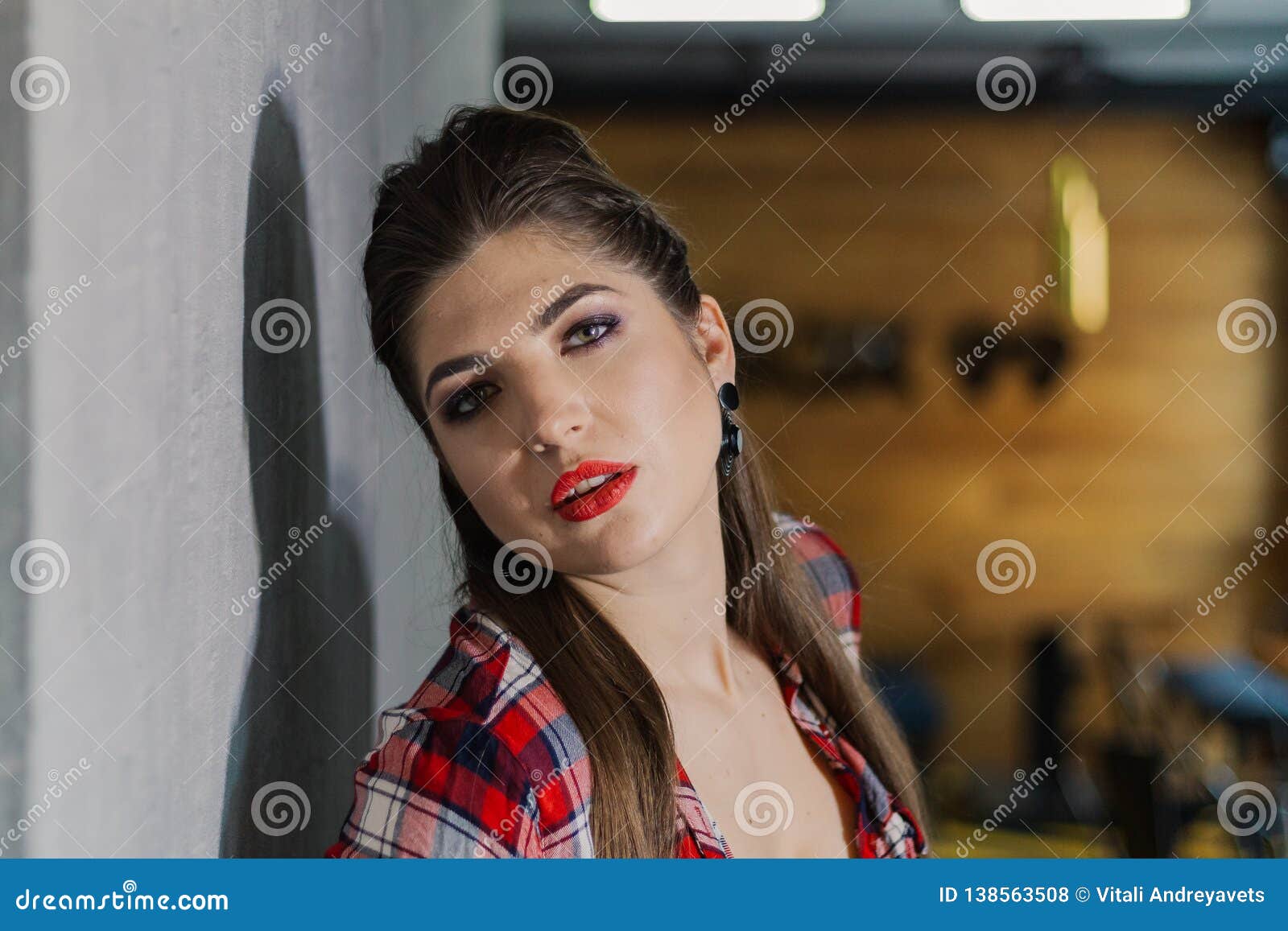 Natural Light Indoor Portrait Of Young Pretty Girl With Long