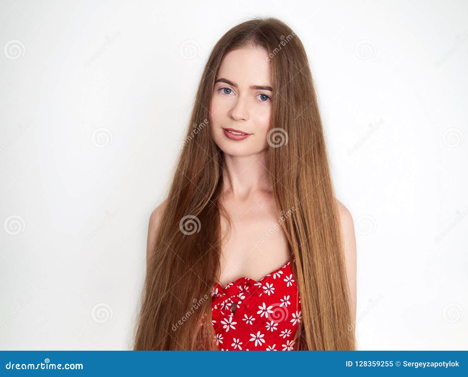 Natural Light Portrait of Young Beautiful Blond Woman with Long Hair in ...