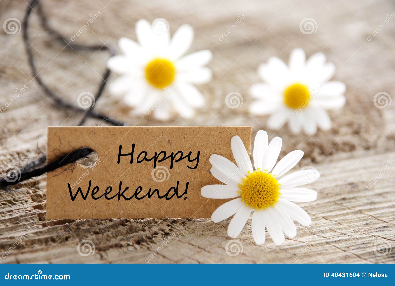 Natural Looking Label with Happy Weekend Stock Photo - Image of ...