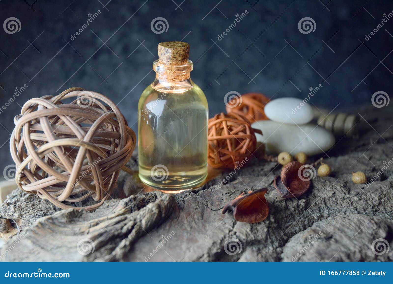Natural Massage Oil Composition on Bark Stock Photo Image of beauty