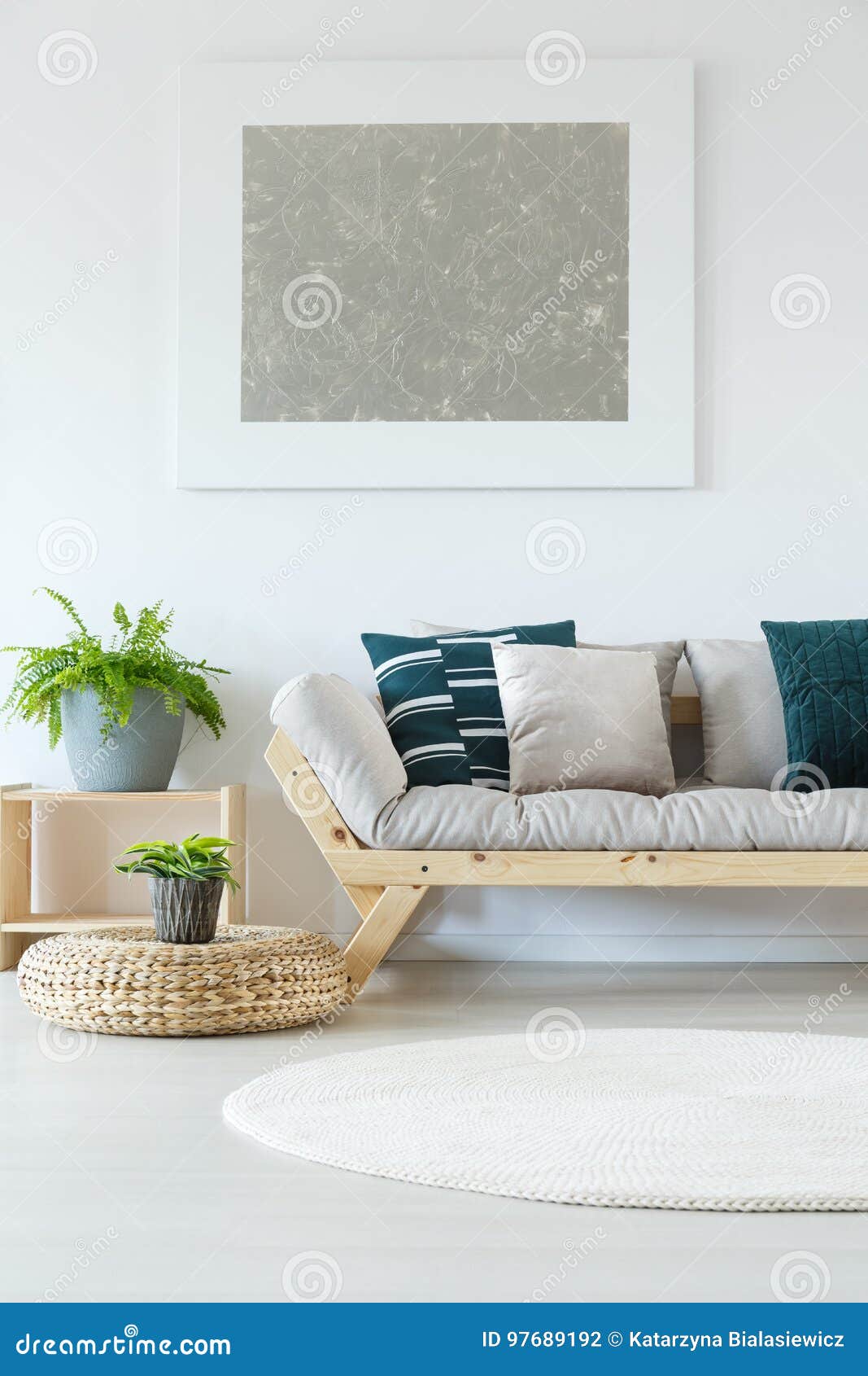 Download Natural Minimalist Home Decor Mock-up Stock Photo - Image of couch, patterned: 97689192