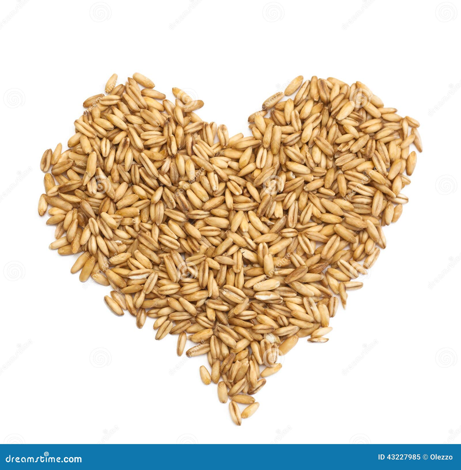 Natural Oat Grains In Form Of The Heart, On White Stock Photo Image