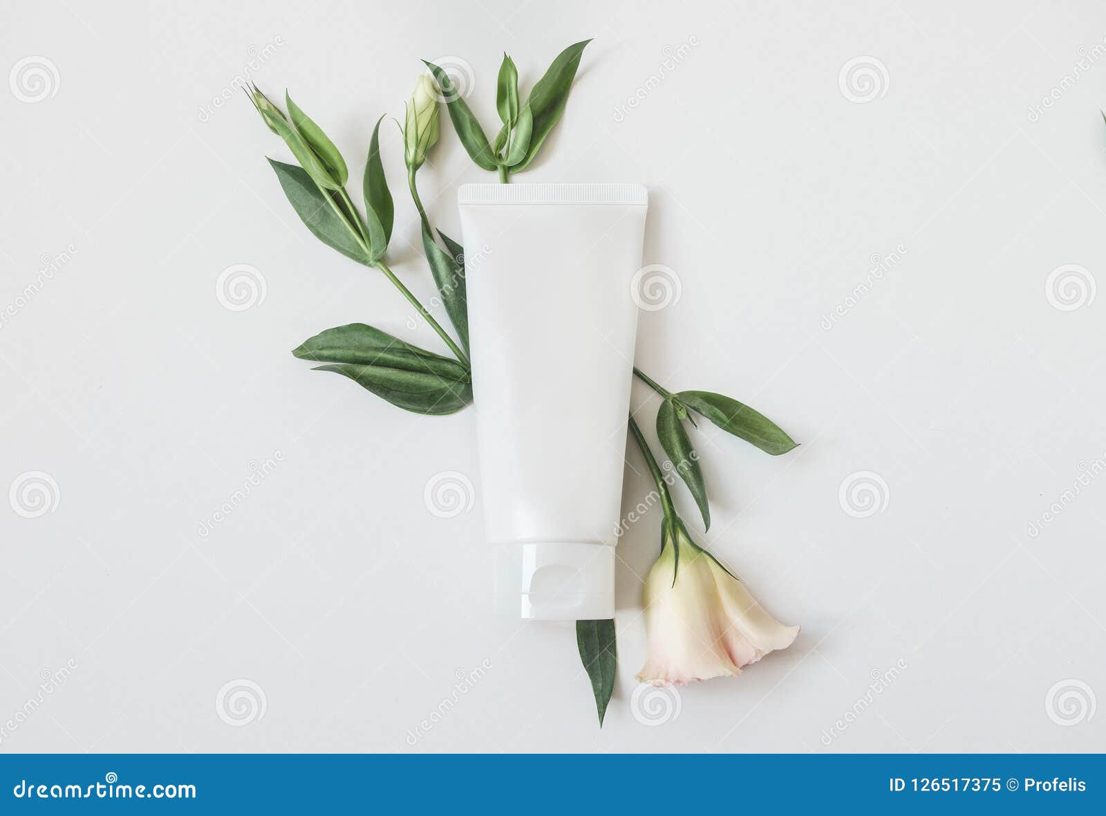 Download Natural Organic Cosmetic Packaging Plastic Mock Up With Leaves And Flowers Mock Up Bottle For Branding And Label Stock Image Image Of Nature Green 126517375