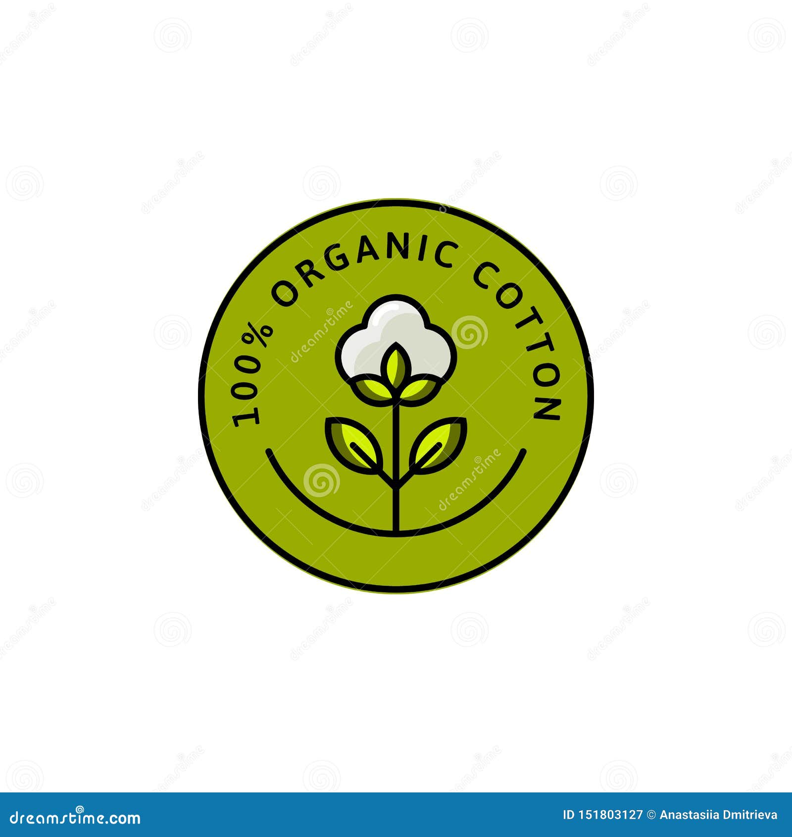 Natural Organic Cotton Liner Labels and Badges - Vector Round Icon ...