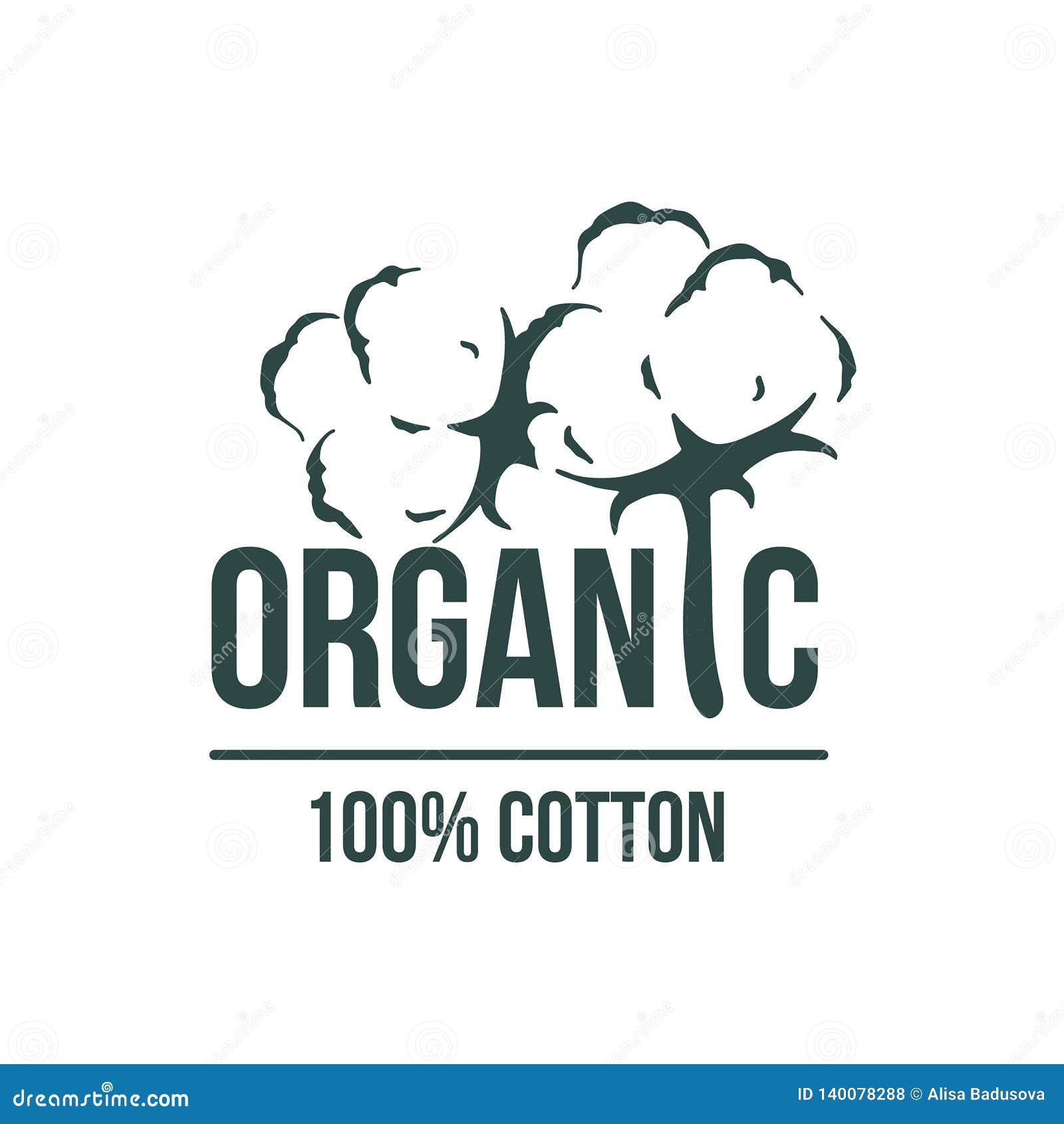 Natural Organic Cotton, Pure Cotton Vector Labels Set. Hand Drawn ...